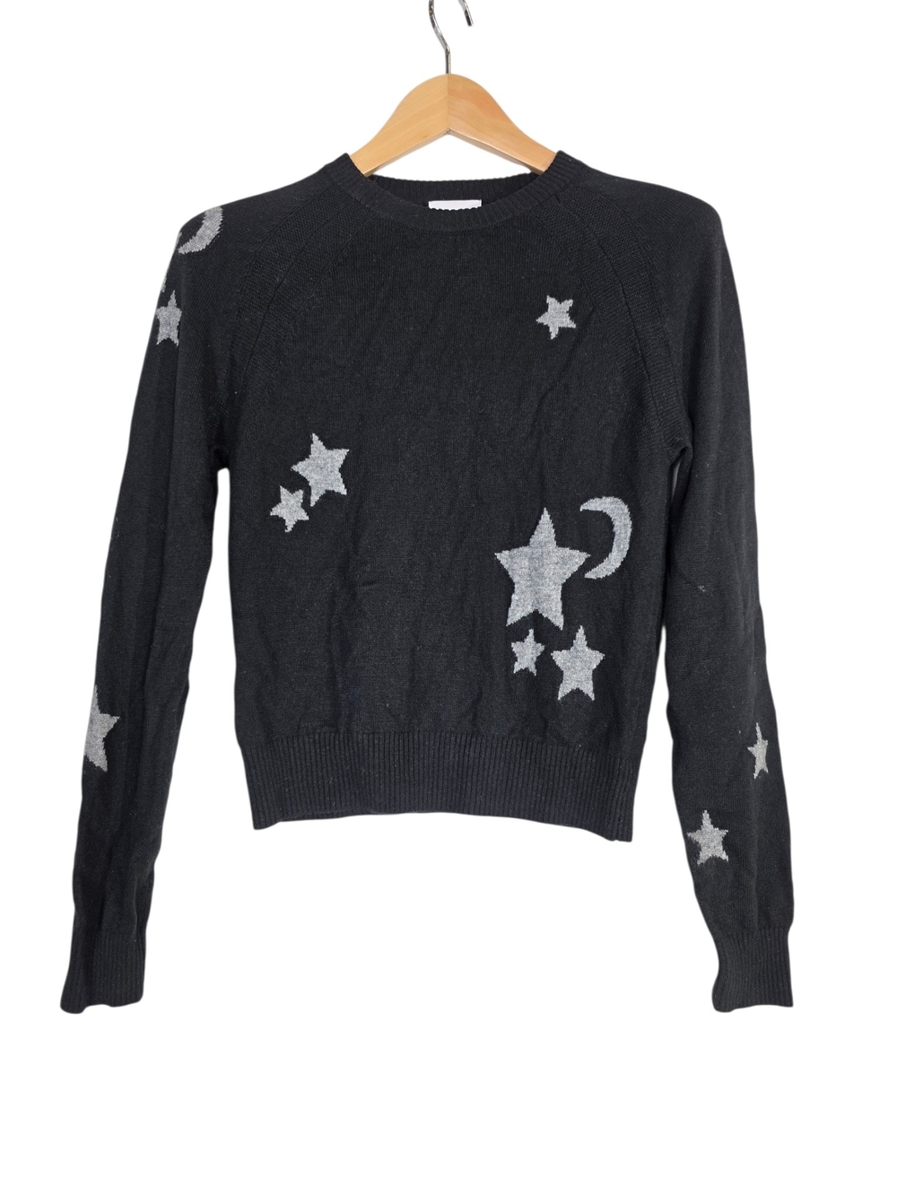 Brodie Cashmere knit Black Crewneck Sweater gray Star & Moon Whimsygoth Motifs